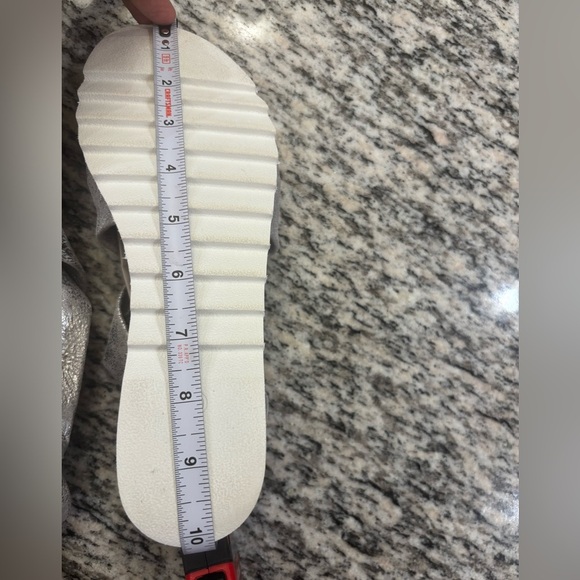 Silver Metallic Slip-On Sandals with Wide Straps - Picture 2 of 8